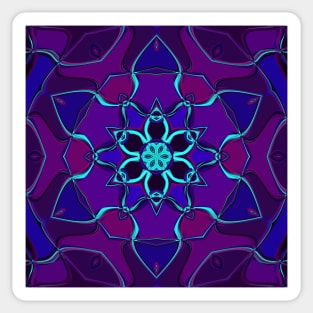 Cartoon Mandala Flower Blue and Purple Sticker